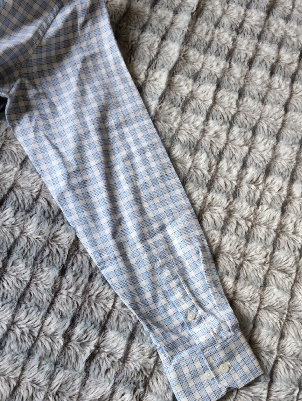 Johnston & Murphy Blue and White Checked Dress Shirt - Picture 12 of 13